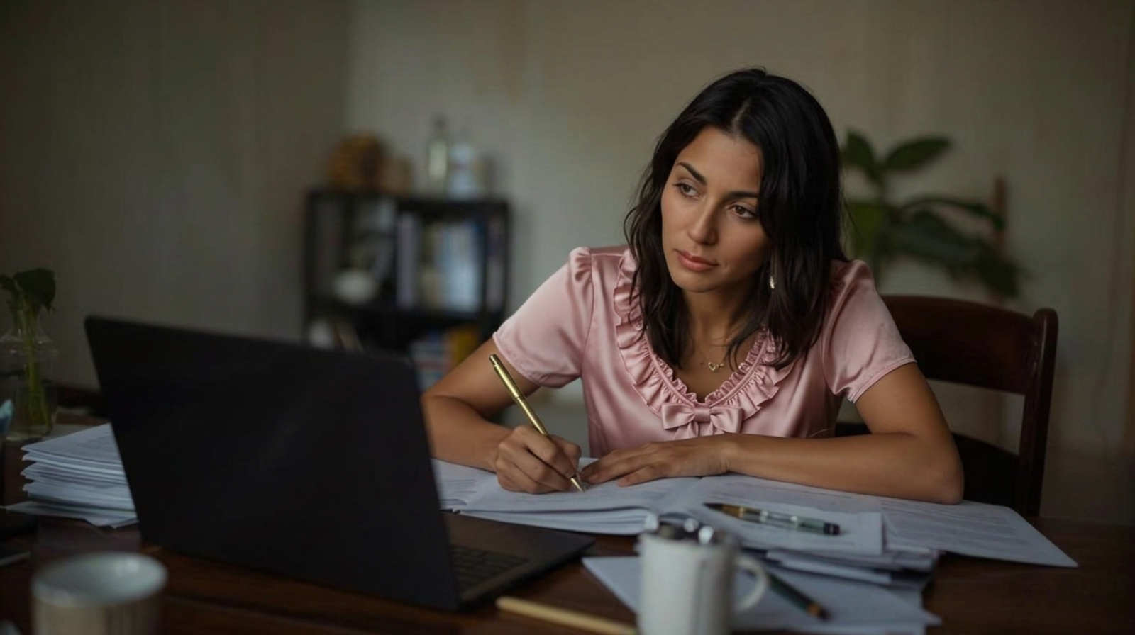 Mulher adulta estudando à noite em casa — estratégias de aprendizagem para adultos