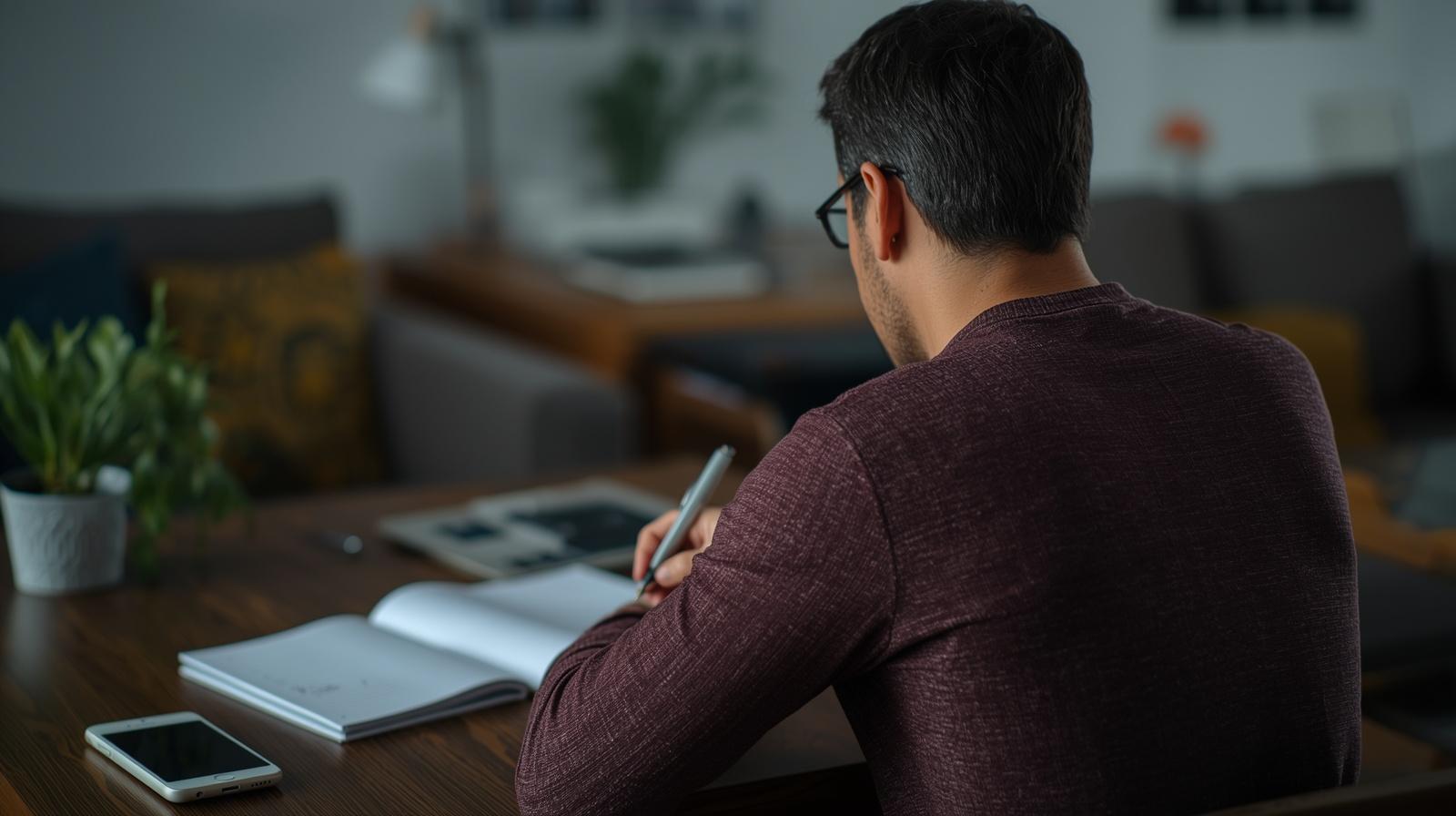 Mulher estudando à mesa em casa — hábitos de estudo e desempenho escolar