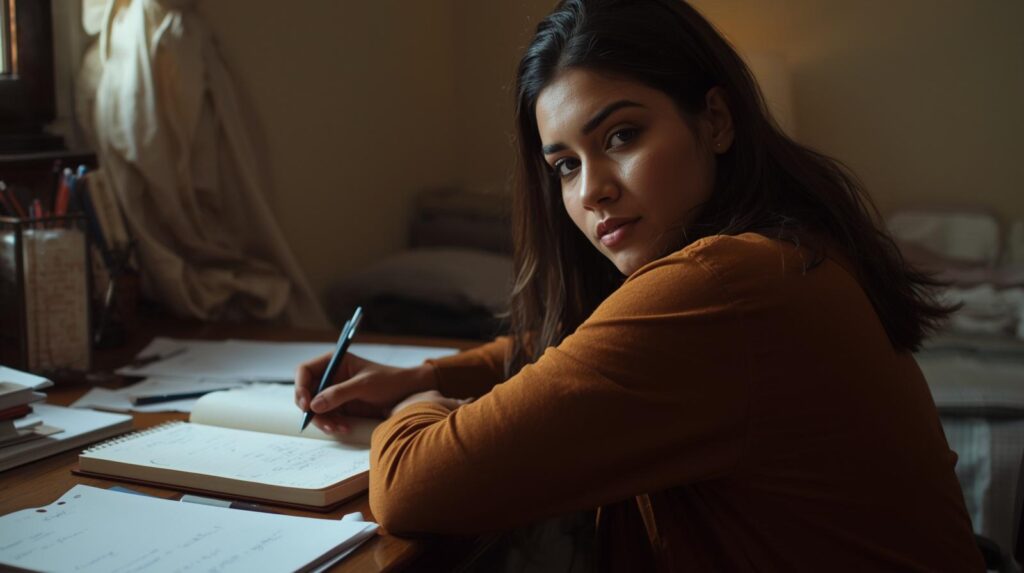 Mulher fazendo anotações — estratégias de hábitos de estudo na prática

Imagem Interna 2
Onde inserir: após o H2 "Para pais e educadores: como apoiar o desenvolvimento de hábitos de estudo" — depois dos bullets de orientação. A imagem comunica apoio, presença e troca — não supervisão.
Cena sugerida:
Duas mulheres em ambiente doméstico simples — uma adulta entre 40 e 50 anos e uma jovem entre 18 e 25 anos, sentadas à mesma mesa. A mais velha aponta algo em uma apostila ou caderno aberto; a jovem observa com caneta na mão. Expressão de atenção genuína — não conversa social. Material de estudo sobre a mesa. Roupas casuais, cores distintas entre si. Luz quente de luminária ou fim de tarde.
Prompt Canva IA:
Two Brazilian women at a simple home table — one in her mid-40s, one in her early 20s. The older woman points to something in an open notebook or printed study sheet; the younger one looks attentively, pen in hand. Both in casual solid-colored tops, different colors. Open notebooks and study materials on the table. Warm lamp light or late afternoon window light. Simple domestic environment with real-life imperfections. Candid, documentary-style photography. No café, no styled apartment. IMPORTANT: no readable text anywhere in the image.
Campos WordPress:
CampoConteúdoNome do arquivohabitos-estudo-apoio-pais-educadores-duas-mulheres.webpALT textDuas mulheres estudando juntas — apoio ao desenvolvimento de hábitos de estudo

O critério de aprovação do projeto se aplica às duas: "Uma mulher adulta que estuda no intervalo das tarefas se reconheceria nessa cena?" — e no caso da segunda imagem, também: "A cena comunica estudo e troca, não visita ou bate-papo?"Você disse: Troque para um personagem masculino de 35 anosTroque para um personagem masculino de 35 anos22:31Claude respondeu: Atualizado!Atualizado! Aqui estão as duas sugestões com personagem masculino.

Imagem Interna 1 — atualizada
Onde inserir: após o H2 "Estratégias de aprendizagem: o que funciona na prática", depois da lista de estratégias.
Prompt Canva IA:
Brazilian man in his mid-30s, sitting at a kitchen or living room table, actively taking notes. Open notebook with handwritten notes, pen in hand, printed study sheets with colored highlights nearby. Body leaning slightly forward — posture of real concentration. Solid-colored casual top in warm tone (navy or olive green). Simple domestic environment, warm natural light from a regular window. Candid, documentary-style. No café, no coworking. IMPORTANT: no readable text anywhere in the image.
Campos WordPress:
CampoConteúdoNome do arquivohabitos-estudo-homem-anotacoes-estrategias.webpALT textHomem fazendo anotações — estratégias de hábitos de estudo na prática

Imagem Interna 2 — atualizada
Onde inserir: após o H2 "Para pais e educadores", depois dos bullets de orientação.
Prompt Canva IA:
Two people at a simple home table — a Brazilian man in his mid-30s and a woman in her mid-40s. The woman points to something in an open notebook or printed study sheet; the man looks attentively, pen in hand. Both in casual solid-colored tops, different colors. Open notebooks and study materials on the table. Warm lamp light or late afternoon window light. Simple domestic environment with real-life imperfections. Candid, documentary-style photography. No café, no styled apartment. IMPORTANT: no readable text anywhere in the image.
Campos WordPress:
CampoConteúdoNome do arquivohabitos-estudo-apoio-educador-homem-mulher.webpALT textHomem e mulher estudando juntos — apoio ao desenvolvimento de hábitos de estudo

O critério de aprovação continua o mesmo: a cena precisa comunicar estudo real e presença intelectual — não pose, não conversa social.