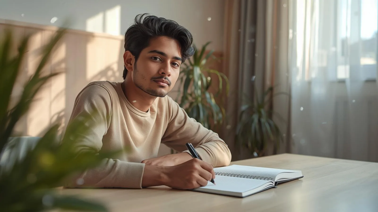 Pessoa estudando com foco em caderno em branco, representando o impacto da cultura digital no processo de aprendizagem